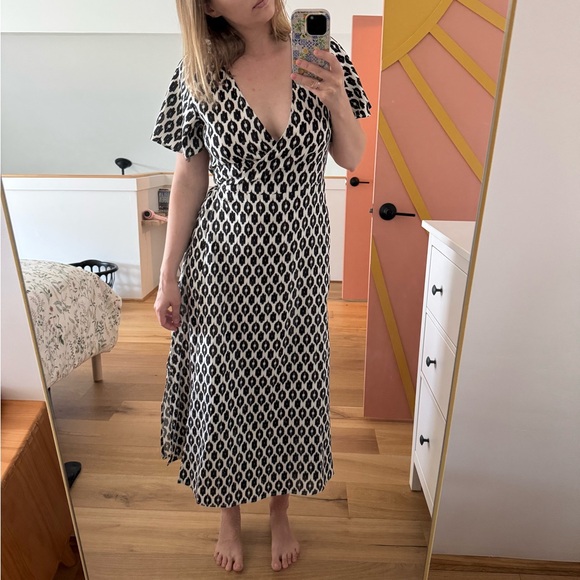 NEW Marine Layer Emlyn Wrap Midi Dress M Medium in black and white - Picture 10 of 11